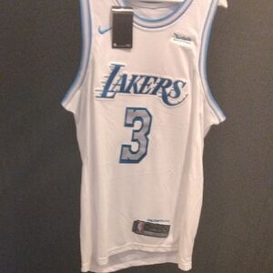 Lakers #3 Davis White and Blue Jersey